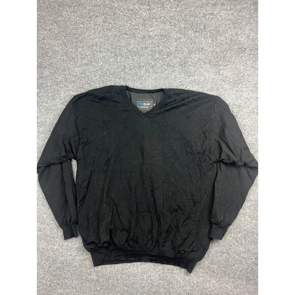Proquip Merino Wool Sweater Men's XL Black Pullover V Neck Golf Casual - Picture 1 of 7